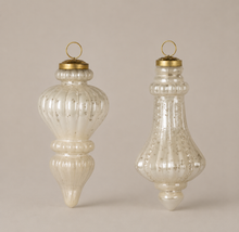 Load image into Gallery viewer, 6"H Ivory Glass Finial Ornament
