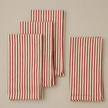 Load image into Gallery viewer, Red Ticking Napkins Set of 4
