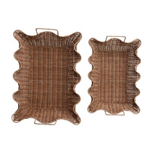 Load image into Gallery viewer, Hand-Woven Rattan Scalloped Tray
