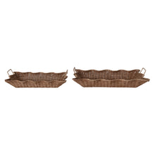 Load image into Gallery viewer, Hand-Woven Rattan Scalloped Tray
