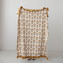 Load image into Gallery viewer, 60"L x 50"W Cotton Slub Printed Throw w/ Velvet Ruffle
