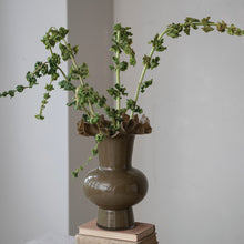Load image into Gallery viewer, Opaque Glass Footed Ruffled Vase
