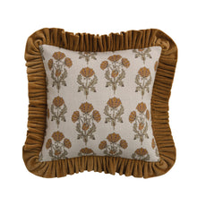 Load image into Gallery viewer, Mustard Cotton Slub Ruffle Pillow
