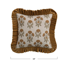 Load image into Gallery viewer, Mustard Cotton Slub Ruffle Pillow
