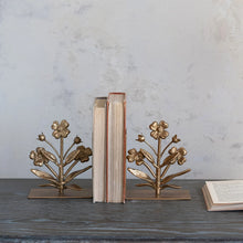 Load image into Gallery viewer, Metal Flower Bookend Set
