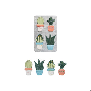 S/4 Stoneware Cactus Magnets