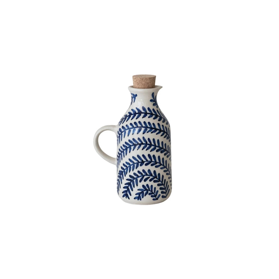 Hand-Painted Stoneware Oil Cruet
