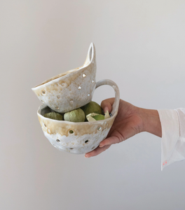 Stoneware Colanders with Handles