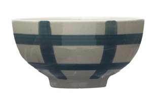 Cream and Blue Stoneware Bowl