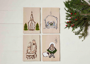 Christmas Painted Tea Towel