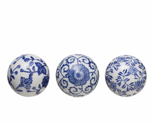 Load image into Gallery viewer, Blue &amp; White Ceramic Orb
