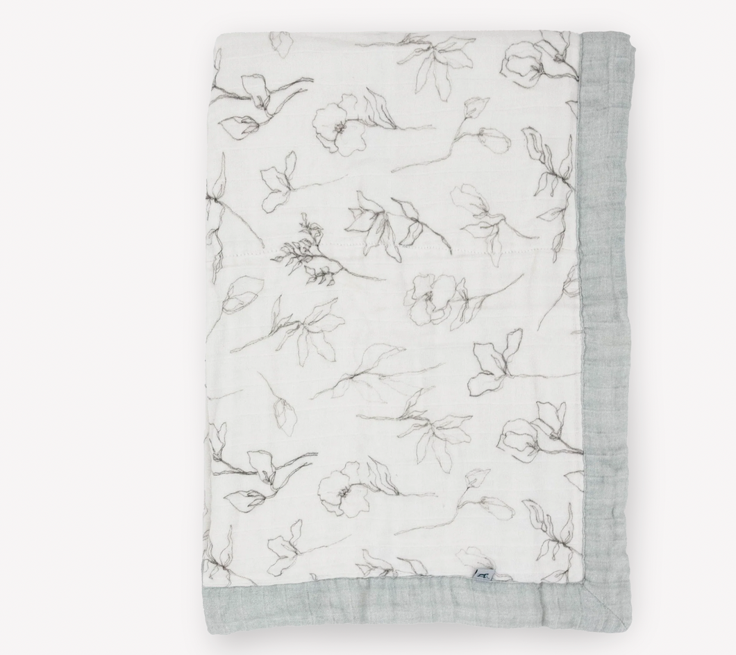 Organic Cotton Muslin Quilt-Pencil Floral