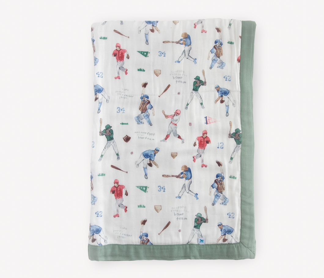 Deluxe Muslin Baby Quilt- Home Run