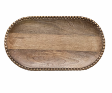 Load image into Gallery viewer, Mango Wood Tray w/ Wood Beads
