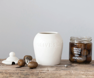 Stoneware Olive Jar with Spoon