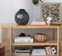 Load image into Gallery viewer, Resin Box w/ Striped Block Pattern &amp; Gold Knob, Black &amp; White
