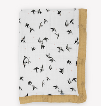 Load image into Gallery viewer, Organic Cotton Muslin Baby Quilt - Swallows
