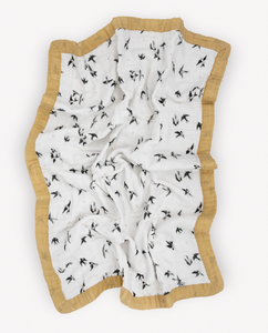 Organic Cotton Muslin Baby Quilt - Swallows