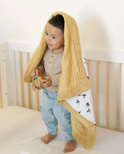 Organic Cotton Muslin Baby Quilt - Swallows
