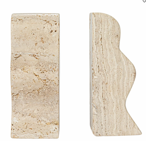 Travertine Wave Bookends