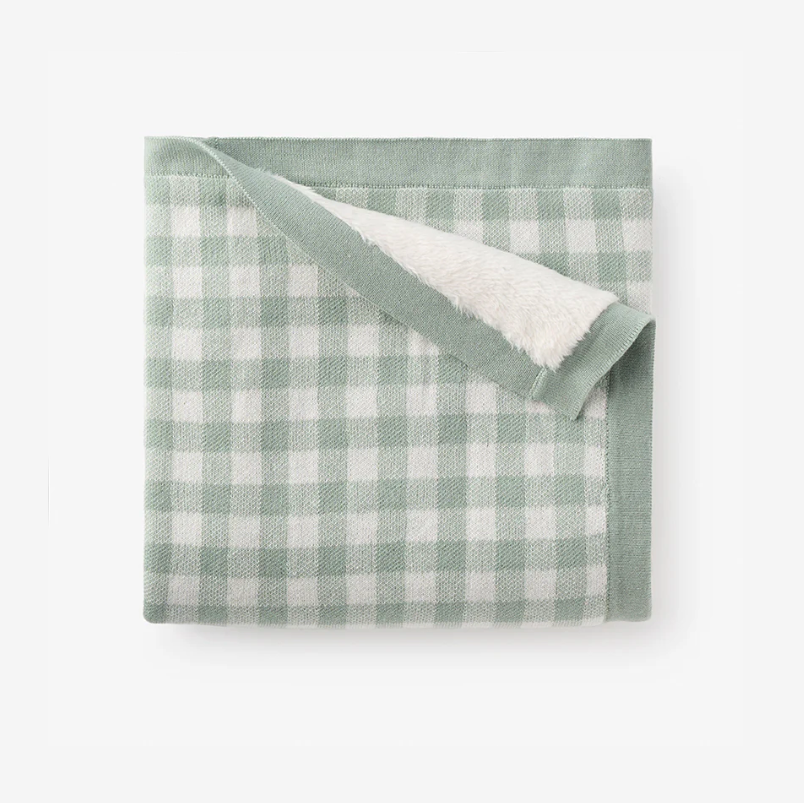 Sage Gingham Baby Blanket