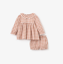 Load image into Gallery viewer, Rust Gingham Dress + Bloomers
