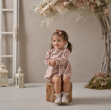 Load image into Gallery viewer, Rust Gingham Dress + Bloomers
