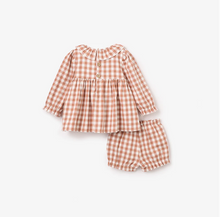 Load image into Gallery viewer, Rust Gingham Dress + Bloomers
