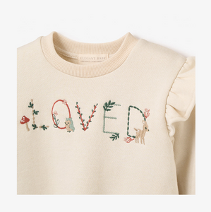 "Loved" Flutter Sleeve Pullover