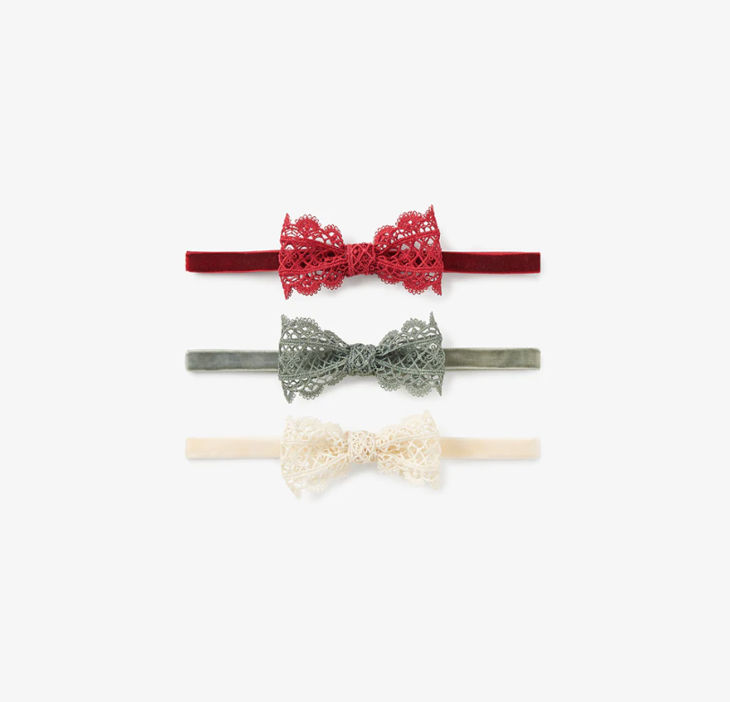 Holiday Lacey Baby Bow Set