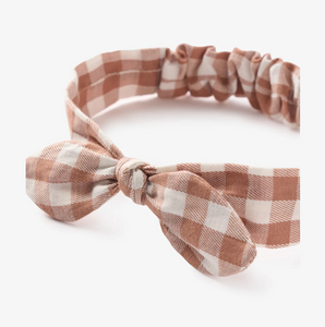Rust Gingham Bow Headband