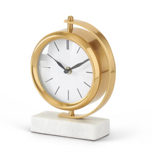 Load image into Gallery viewer, Marble + Brass Clock

