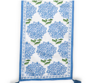 Hydrangea Table Runner with Tassel Accents