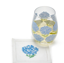 Load image into Gallery viewer, Hydrangea Stemless Wine Glass
