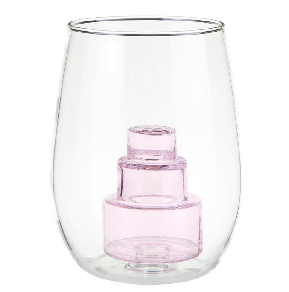 Stemless Wine Glass with Figurine - Cake