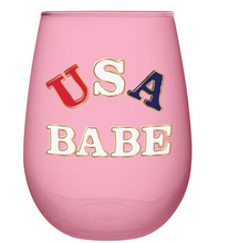 Load image into Gallery viewer, Stemless Wine Glass - USA Babe
