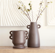 Load image into Gallery viewer, Short Paper Mache Vase - Brown
