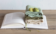 Load image into Gallery viewer, Cotton Waffle Weave Tea Towel w/ Crochet Lace Trim
