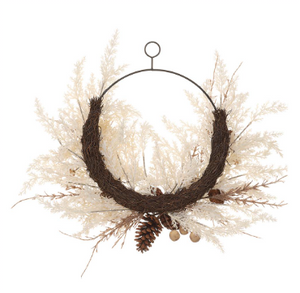 22" Pampas Grass/Pine Cone Wreath
