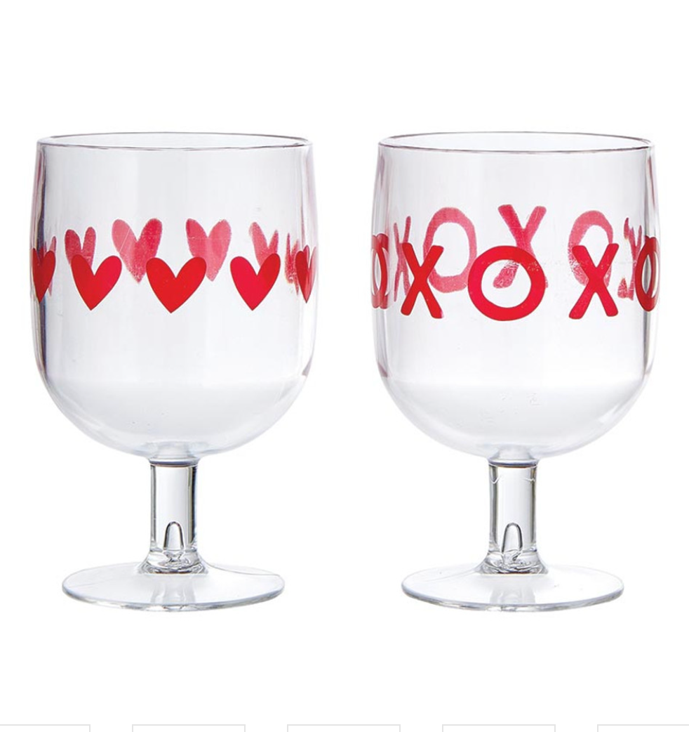 Acrylic Stackable Wine Glass - Valentine's Day - Set of 4
