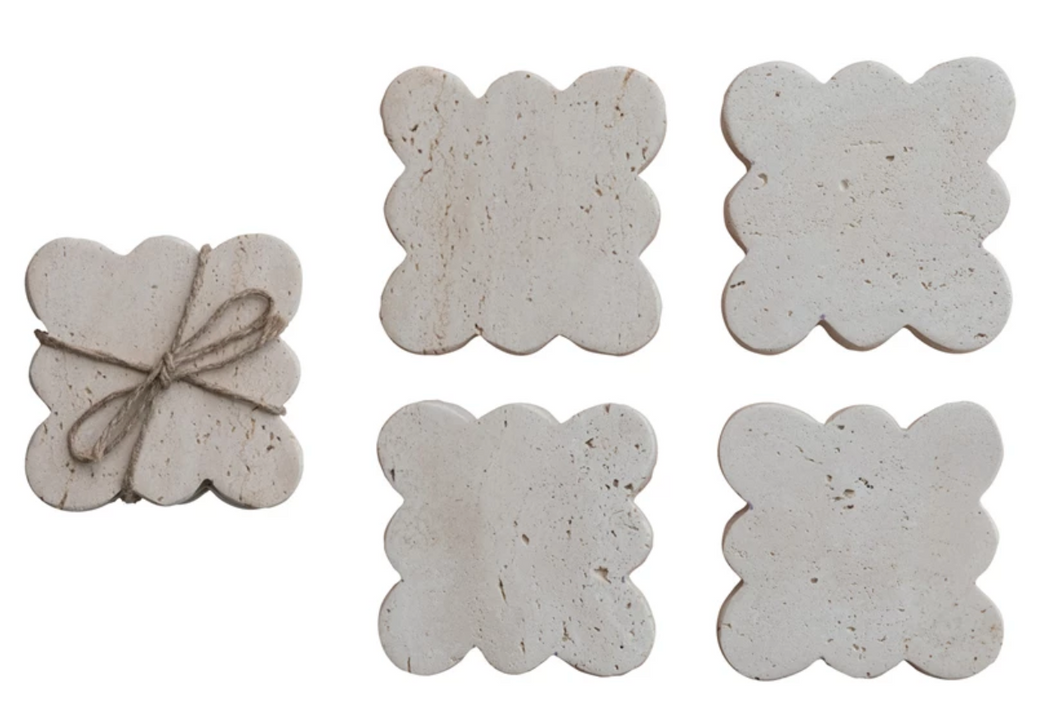 Scalloped Travertine Coasters