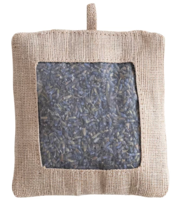 Jute & Cotton Organza Sachet Filled w/ Lavender
