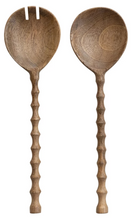 Load image into Gallery viewer, Mango Wood Salad Servers with Carved Handles
