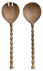 Mango Wood Salad Servers with Carved Handles