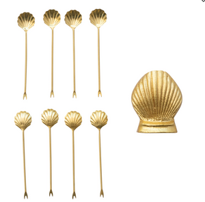 Stainless Steel Appetizer Picks in Shell Shaped Holder