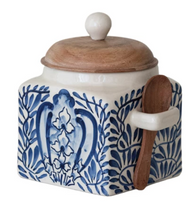 Load image into Gallery viewer, Stoneware Canister with Lid &amp; Spoon
