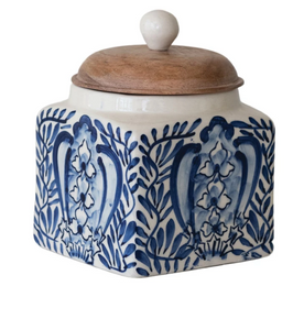 Stoneware Canister with Lid & Spoon