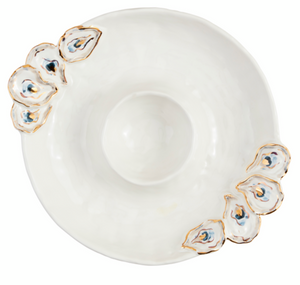 Round Oyster Chip And Dip Server
