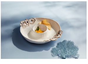 Round Oyster Chip And Dip Server