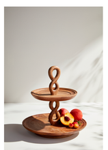 Load image into Gallery viewer, Twisted Handle Wood Tiered Server
